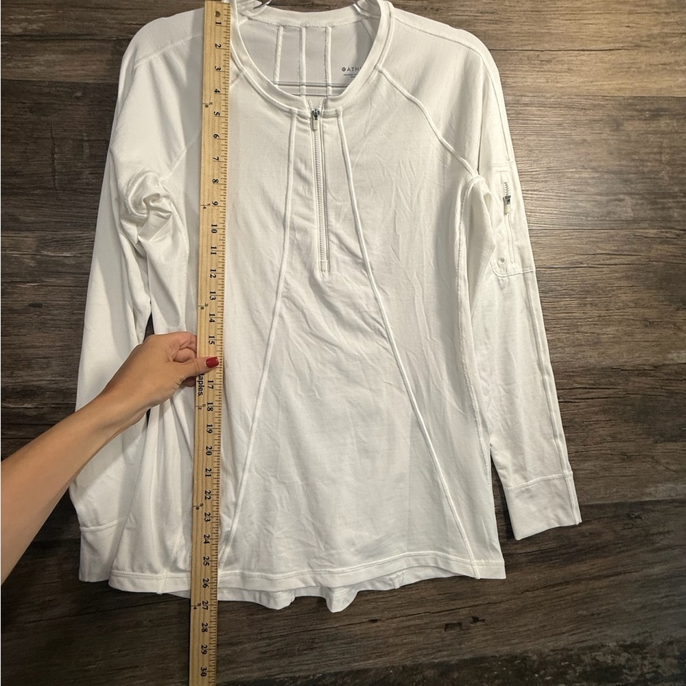 Athleta White Fitted Half Zip Long Sleeve Tee - Picture 2 of 5